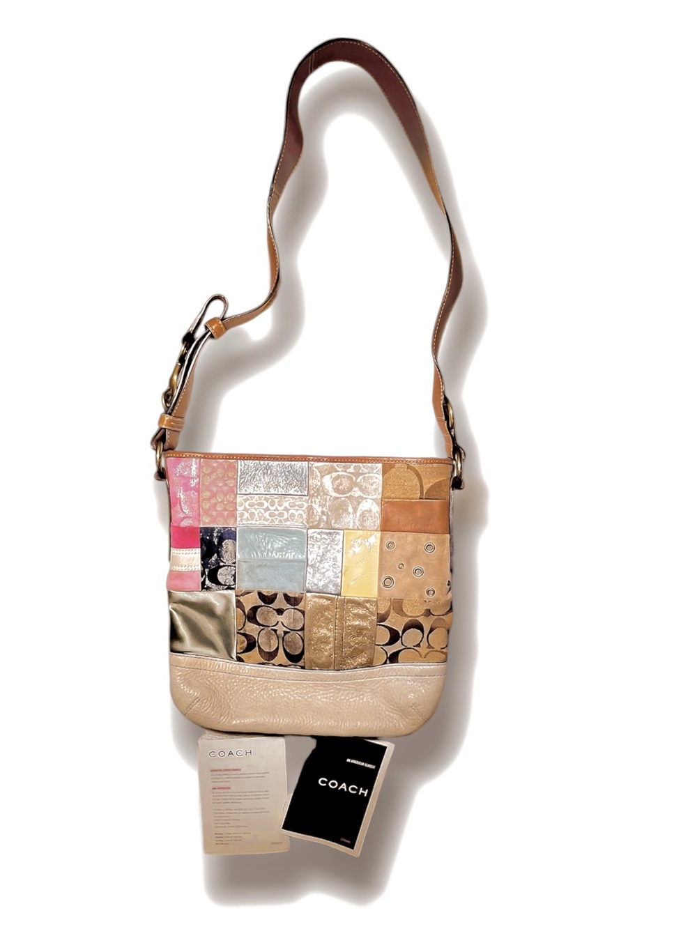Vintage Coach Patchwork Signature C Multi-Color Shoulder Bag #10435 | Y2K Boho